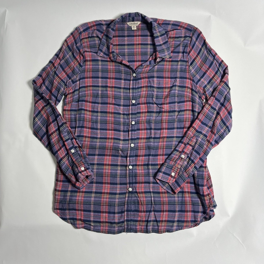 Lucky Brand Womens Medium Shirt Multicolor Plaid Check Long Sleeve Button Up